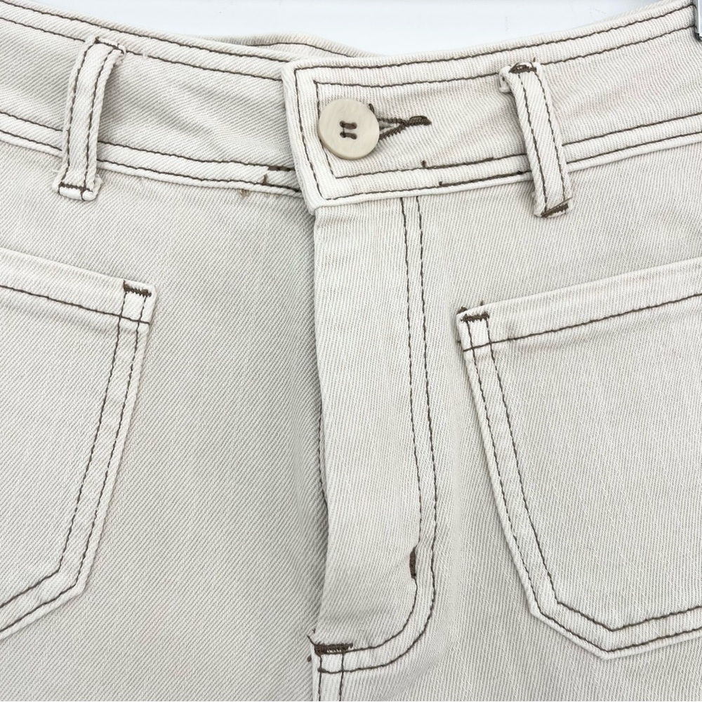 High-Waist Wide Leg Jeans in Beige - Women's Flare Jeans - Picture 6 of 14